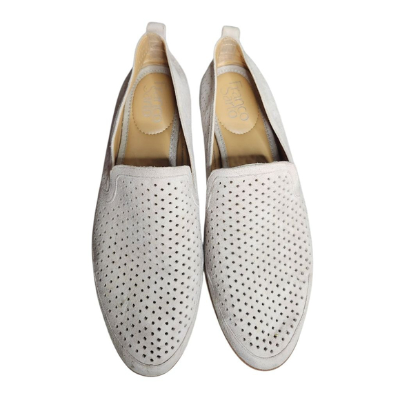 Women's Franco Sarto Hadrea Perforated Leather Suede Loafers Size 8 Beige - Picture 2 of 6